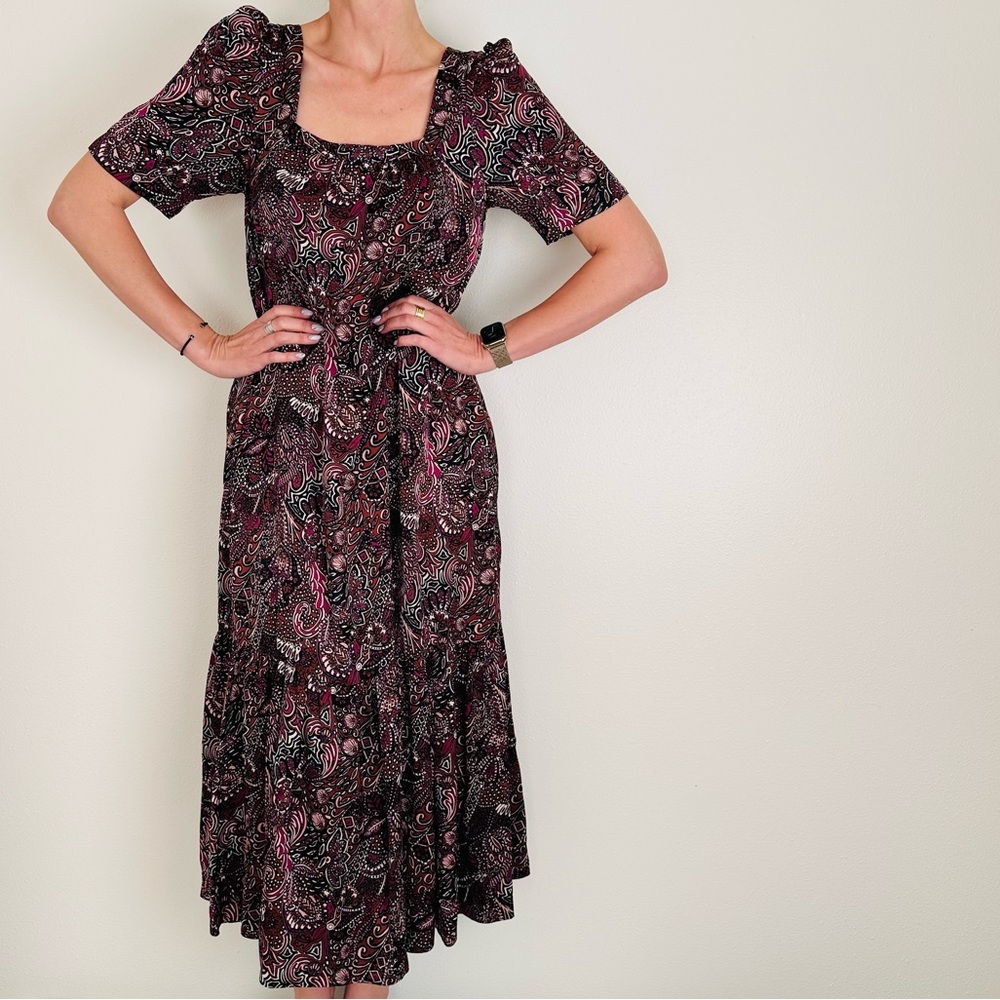 Maeve by Anthropologie Lisabetta Dark Floral Maxi Dress Oversized Boho - Picture 6 of 16